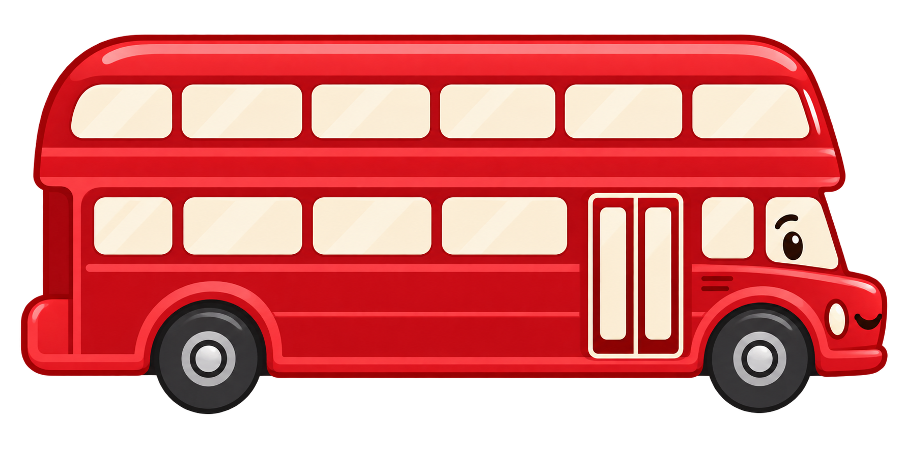 Hymyilevä punainen kaksikerroksinen bussilogo